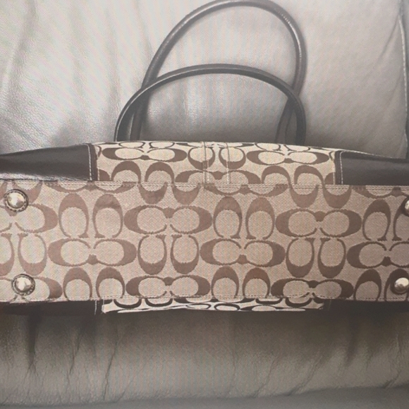 COACH SIGNATURE Y2K EUC HAMPTON CANVAS N LEATHER BAG VINTAGE - Picture 3 of 8